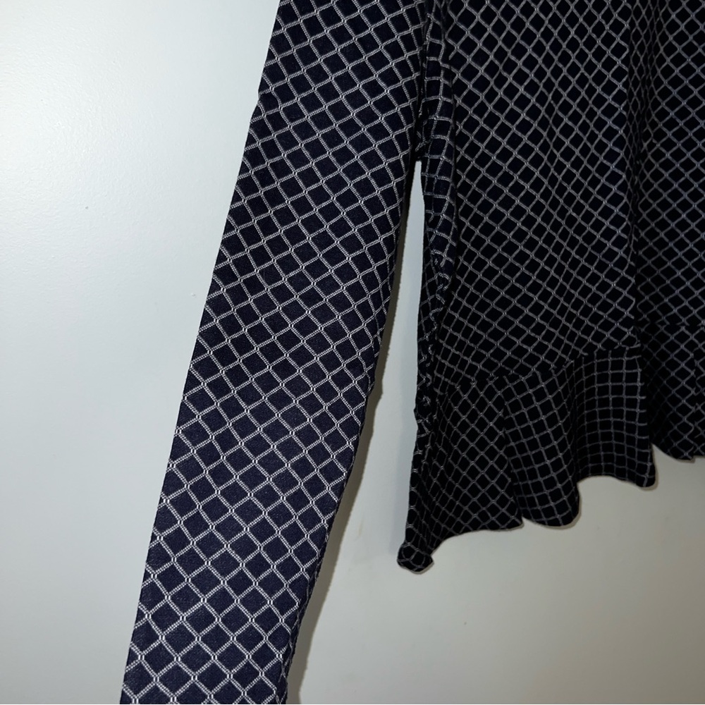 Talbots Navy and White Geometric Peplum Tunic - Picture 6 of 11